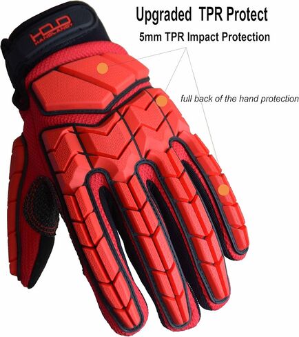 HANDLANDY Anti Vibration Gloves, SBR Padding, TPR Protector Impact Gloves, Men Mechanic Work Gloves (Large) in Saudi Arabia