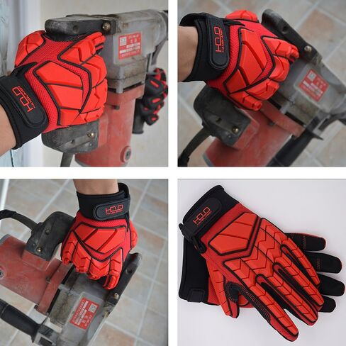 HANDLANDY Anti Vibration Gloves, SBR Padding, TPR Protector Impact Gloves, Men Mechanic Work Gloves (Large) in Saudi Arabia