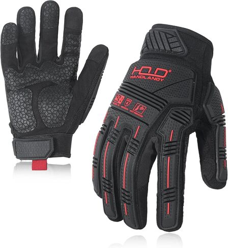 HANDLANDY Anti Vibration Gloves, SBR Padding, TPR Protector Impact Gloves, Men Mechanic Work Gloves (Large) in Saudi Arabia