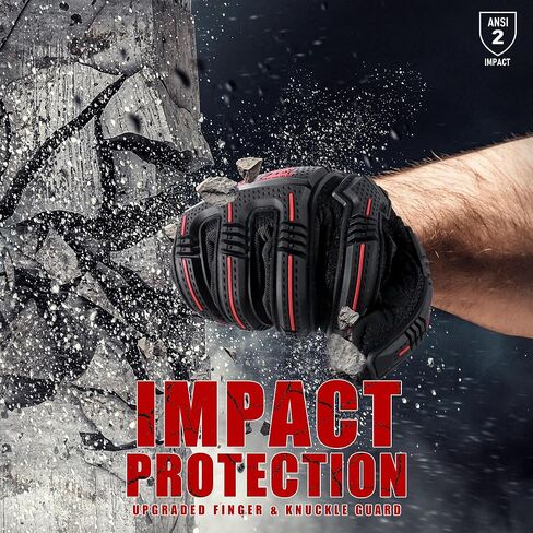 HANDLANDY Anti Vibration Gloves, SBR Padding, TPR Protector Impact Gloves, Men Mechanic Work Gloves (Large) in Saudi Arabia
