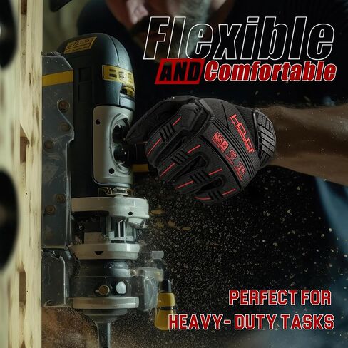 HANDLANDY Anti Vibration Gloves, SBR Padding, TPR Protector Impact Gloves, Men Mechanic Work Gloves (Large) in Saudi Arabia
