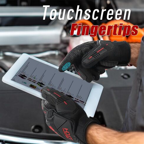 HANDLANDY Anti Vibration Gloves, SBR Padding, TPR Protector Impact Gloves, Men Mechanic Work Gloves (Large) in Saudi Arabia