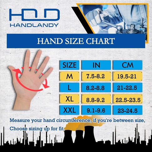 HANDLANDY Anti Vibration Gloves, SBR Padding, TPR Protector Impact Gloves, Men Mechanic Work Gloves (Large) in Saudi Arabia