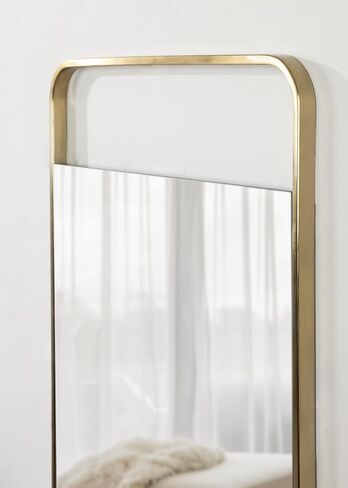 Kate and Laurel Nobles Modern Rounded Rectangle Mirror, 20 x 36, Gold, Decorative Wall Mirror with Large Frame and Floating Glass in Saudi Arabia