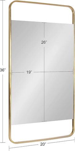 Kate and Laurel Nobles Modern Rounded Rectangle Mirror, 20 x 36, Gold, Decorative Wall Mirror with Large Frame and Floating Glass in Saudi Arabia