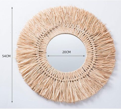 Camidy Wall Hanging Round Mirror- Large Decorative Boho Mirrors for Wall Decor Handmade Fringe Circle Mirror for Apartment Nursery Bedroom Living Room Chic Home Decor in Kuwait