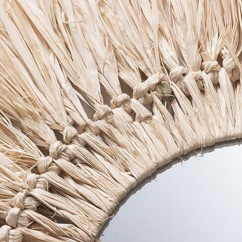 Camidy Wall Hanging Round Mirror- Large Decorative Boho Mirrors for Wall Decor Handmade Fringe Circle Mirror for Apartment Nursery Bedroom Living Room Chic Home Decor in Kuwait