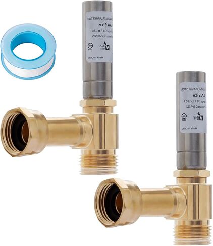 SUNGATOR Angle Washing Machine Water Hammer Arrestor, 3/4 Inch FHT x 3/4 Inch MHT for Washer, Laundry, Stainless Steel Hammer Arrestor, Stop Hammering Reduce Banging Noise, A Sealing Tape (2-Pack) in Saudi Arabia