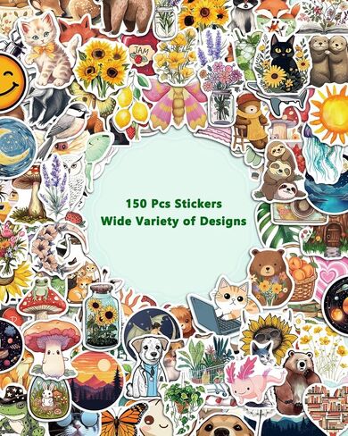 AOWDIAO 150 Pcs Aesthetic Stickers Pack - Waterproof, Durable Designs for Teens, Kids, and Adults - Ideal for Parties, Gifts, and School Projects in Saudi Arabia