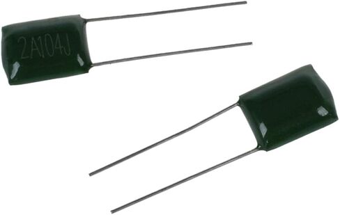 100Pcs DC 100V 0.1uF Polyester Film 2A104J Capacitor 0.5" x 0.3" x 0.2" N3 in Saudi Arabia