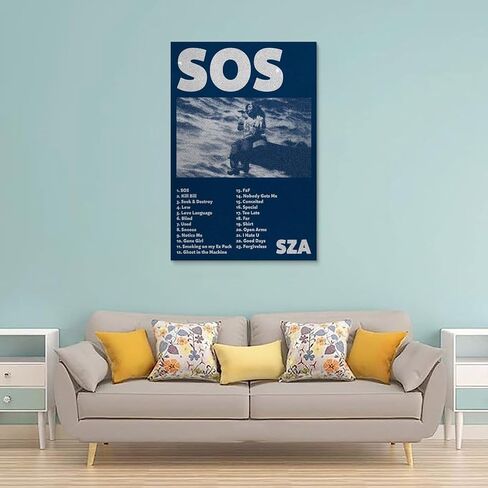 ملصق CSXCLYA Sza غطاء ألبوم Sos وملصقات وملصقات ديكور غرفة النوم للغرفة الجمالية 12 × 18 بوصة (30 × 45 سم)، نمط غير إطار in Saudi Arabia