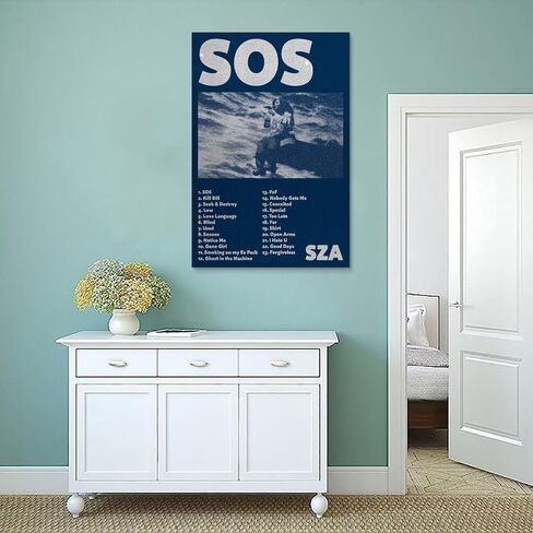 ملصق CSXCLYA Sza غطاء ألبوم Sos وملصقات وملصقات ديكور غرفة النوم للغرفة الجمالية 12 × 18 بوصة (30 × 45 سم)، نمط غير إطار in Saudi Arabia