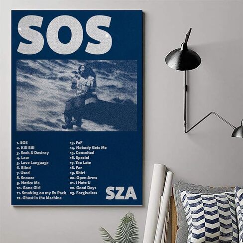ملصق CSXCLYA Sza غطاء ألبوم Sos وملصقات وملصقات ديكور غرفة النوم للغرفة الجمالية 12 × 18 بوصة (30 × 45 سم)، نمط غير إطار in Saudi Arabia