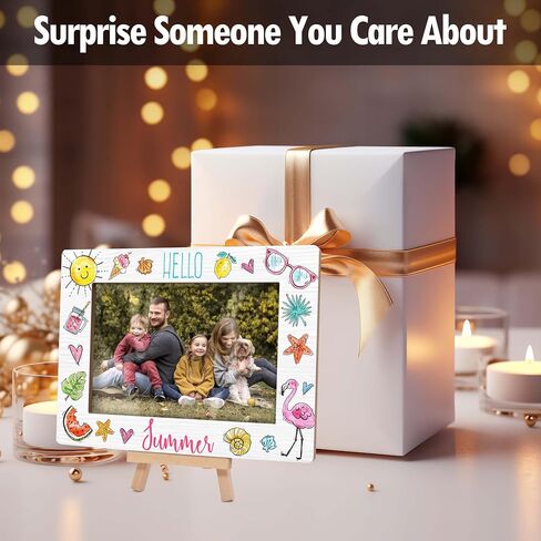 Picture Frames 4x6, Hello Summer Wooden Photo Frame with Easel, Birthday Vacation Gifts for Women Friends Bedroom Desk Tabletop Decor (B09) in Saudi Arabia