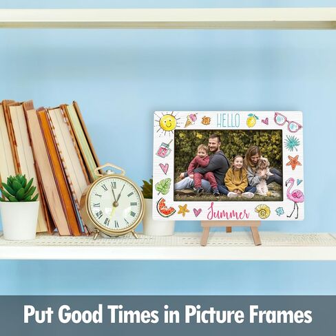 Picture Frames 4x6, Hello Summer Wooden Photo Frame with Easel, Birthday Vacation Gifts for Women Friends Bedroom Desk Tabletop Decor (B09) in Saudi Arabia