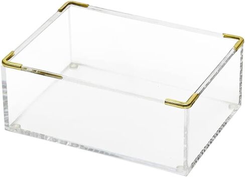 pbf PHOTO BOOTH FRAMES Gold Decorative Acrylic Box with Lid, Clear Box Square Stackable Multi-Purpose for Office and Home (Medium) in Saudi Arabia