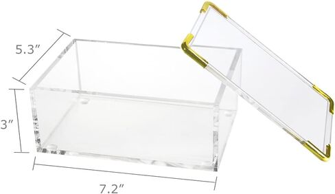 pbf PHOTO BOOTH FRAMES Gold Decorative Acrylic Box with Lid, Clear Box Square Stackable Multi-Purpose for Office and Home (Medium) in Saudi Arabia