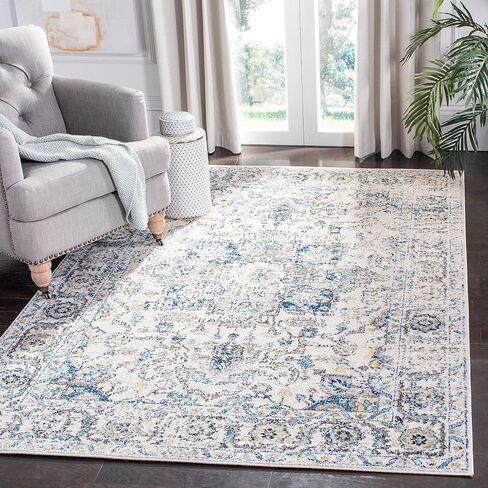 مجموعة SAFAVIEH Madison 5'3" دائرية فيروزية/عاجية MAD603K ميدالية ندفة الثلج الشرقية المتعثرة غير المتساقطة، غرفة الطعام، المدخل، غرفة المعيشة، غرفة النوم، منطقة البساط in Saudi Arabia