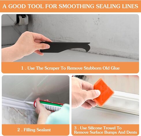 4Pcs Sealant Finishing Tool Silicone Caulking Tool Set, Grout Scraper Caulking Removal Tool, Grout Scraper Caulking Removal Tool for Kitchen Bathroom Floor Caulking, Cleaning, Sealing(Orange) in Saudi Arabia
