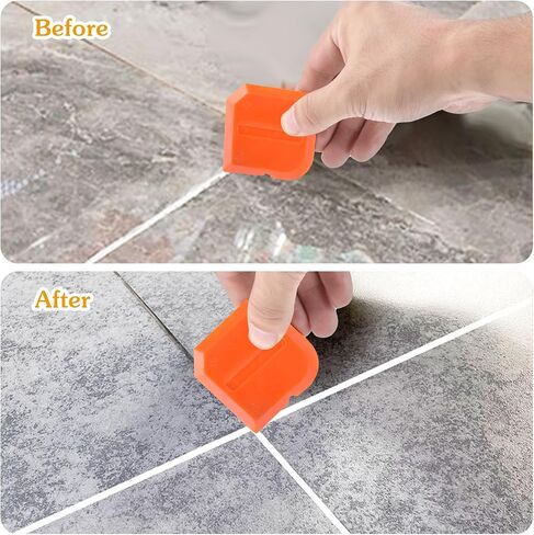 4Pcs Sealant Finishing Tool Silicone Caulking Tool Set, Grout Scraper Caulking Removal Tool, Grout Scraper Caulking Removal Tool for Kitchen Bathroom Floor Caulking, Cleaning, Sealing(Orange) in Saudi Arabia