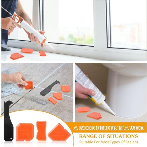 4Pcs Sealant Finishing Tool Silicone Caulking Tool Set, Grout Scraper Caulking Removal Tool, Grout Scraper Caulking Removal Tool for Kitchen Bathroom Floor Caulking, Cleaning, Sealing(Orange) in Saudi Arabia