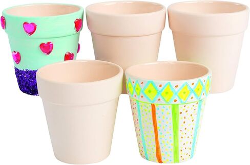 Colorations Decorative Ceramic Vases, Set of 12, Small, Unfinished, Coated Inside, Gift, DIY, Ready to Decorate, Arts & Crafts, Craft Project, Nature, Flowers, Herb Garden, Ages 5 & Up in Saudi Arabia