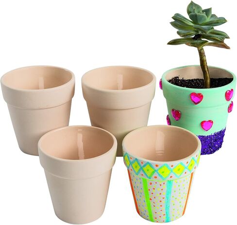 Colorations Decorative Ceramic Vases, Set of 12, Small, Unfinished, Coated Inside, Gift, DIY, Ready to Decorate, Arts & Crafts, Craft Project, Nature, Flowers, Herb Garden, Ages 5 & Up in Saudi Arabia
