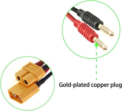 Laisomeke 2 Pack EC3 Male Plug Connector to 4mm Banana Male Connector Plug Bullet Adapter with 11.8 inch 12AWG Cable, RC Balance Charge Cable for RC Helicopter Vehicle Toys,Quadcopter Car in Saudi Arabia