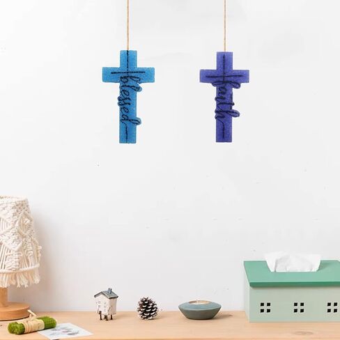 2Pcs Cross Freshie Molds, Blessed and Faith Cross Pendant Car Freshie Molds, Large Oven Safe Silicone Molds for Freshies, Freshies Supplies Molds for Baking Aroma Beads, Resin, DIY Gifts, Home Decor in Saudi Arabia
