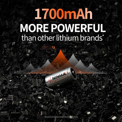 بطارية ليثيوم NINMAX CR123A 3V 12 حزمة، أكبر سعة 1700 مللي أمبير في الساعة 123A بطاريات الكاميرا، مثالية للمصابيح الكاشفة التكتيكية، جهاز الأمان، غير قابلة لإعادة الشحن in Saudi Arabia