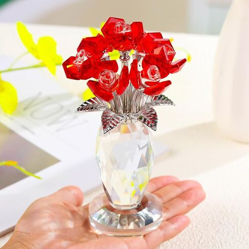 YWHL Crystal Purple Rose Gifts for Women, Romantic Rose Figurine for Wife Girlfriend, Idea for Her, Surprise Gift Glass Rose Flower Collectible for Birthday Wedding Anniversary in Saudi Arabia