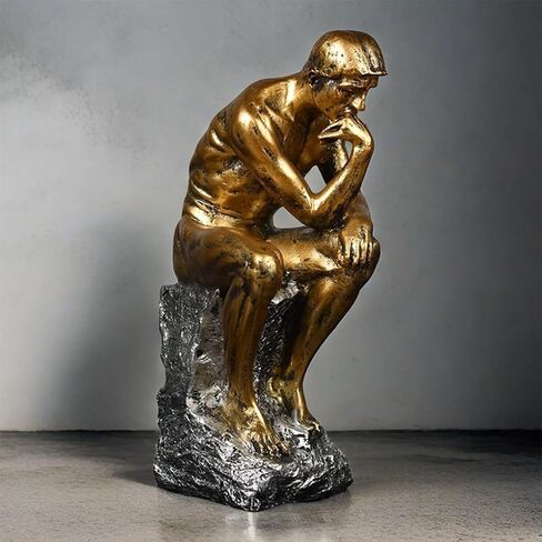 Resin The Thinker Thinking Man Statue Sculpture Frgurine Gift for Home Office Living Room Desktop Display Decorative Decoration (Black) in Saudi Arabia