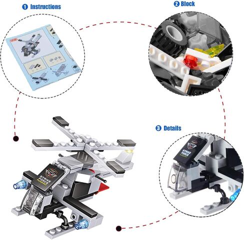 مجموعة مكعبات بناء سيتي فاير ستيشن | مجموعة مكعبات لعبة إنقاذ الحريق البحرية مع سفن ودورية رجال إطفاء الطوارئ وطائرة هليكوبتر | صندوق تخزين مع غطاء ألواح القاعدة للأطفال in Kuwait
