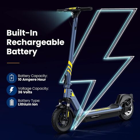 Hurtle Folding Electric Scooter - 10" Honeycomb Tires, 25 Miles Range, 19 MPH Max Speed, 500W 36V Brushless Motor Escooter with App Control, E-ABS Front Drum & Rear Disc Brakes, E-Scooter for Adult in Saudi Arabia