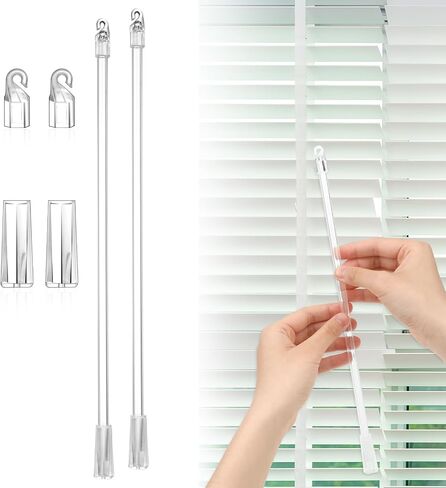 Blind Wand Replacement with Hook 2PCS 12 Inches Long Window Blind Tilt Wand with Hook and Grip Clear Plastic Blind Wand Opener Replacement for Vertical Wood Cordless Blinds in Saudi Arabia