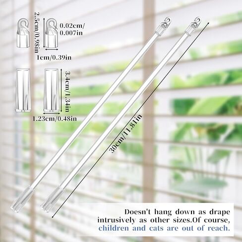 Blind Wand Replacement with Hook 2PCS 12 Inches Long Window Blind Tilt Wand with Hook and Grip Clear Plastic Blind Wand Opener Replacement for Vertical Wood Cordless Blinds in Saudi Arabia