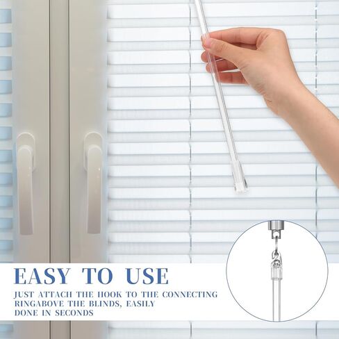 Blind Wand Replacement with Hook 2PCS 12 Inches Long Window Blind Tilt Wand with Hook and Grip Clear Plastic Blind Wand Opener Replacement for Vertical Wood Cordless Blinds in Saudi Arabia