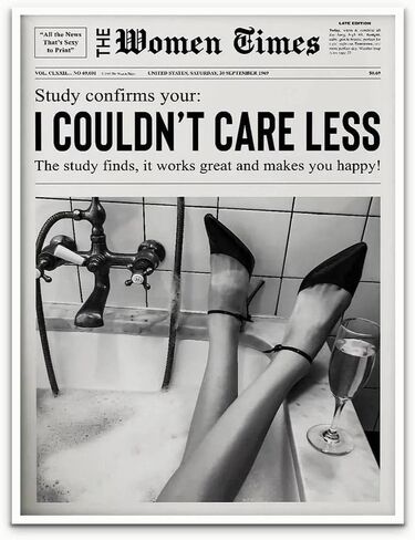 Generic Preppy Trendy Art Poster Black And White Wall Art Canvas Prints Poster Newspaper News Prints Art Retro Bar Cart Decor Girly Aesthetic Art Women print Poster Gift 12x16in Unframed poster in Saudi Arabia