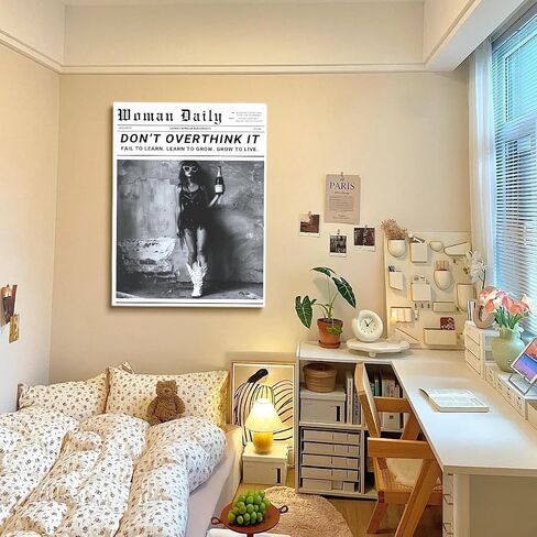 Generic Preppy Trendy Art Poster Black And White Wall Art Canvas Prints Poster Newspaper News Prints Art Retro Bar Cart Decor Girly Aesthetic Art Women print Poster Gift 12x16in Unframed poster in Saudi Arabia