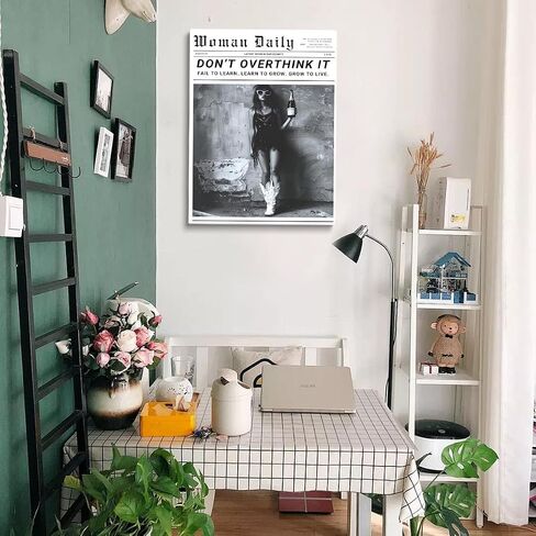 Generic Preppy Trendy Art Poster Black And White Wall Art Canvas Prints Poster Newspaper News Prints Art Retro Bar Cart Decor Girly Aesthetic Art Women print Poster Gift 12x16in Unframed poster in Saudi Arabia