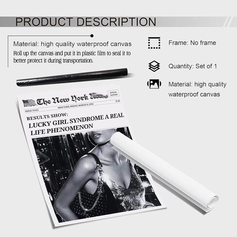Generic Preppy Trendy Art Poster Black And White Wall Art Canvas Prints Poster Newspaper News Prints Art Retro Bar Cart Decor Girly Aesthetic Art Women print Poster Gift 12x16in Unframed poster in Saudi Arabia