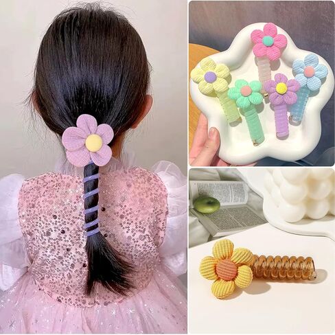 9 قطعة سلك الهاتف الملونة العصابات الشعر Bowknot مضفر زهرة سلك الهاتف العلاقات الشعر ذيل حصان حامل سلك الهاتف العلاقات الشعر دوامة للأطفال in Kuwait