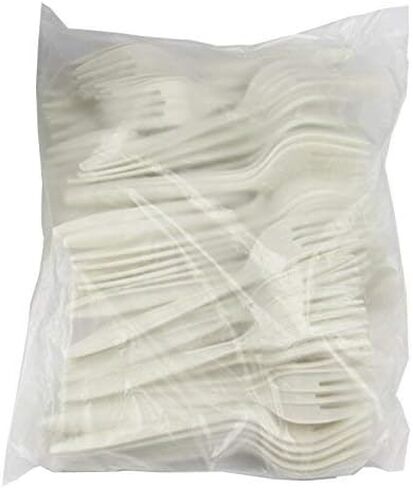 شوكة أدوات مائدة للاستعمال مرة واحدة صديقة للبيئة مقاس 6 بوصات من GreenWorks، عدد 1000 شوكة متوسطة الوزن من نشا الذرة ذات أساس حيوي in Kuwait