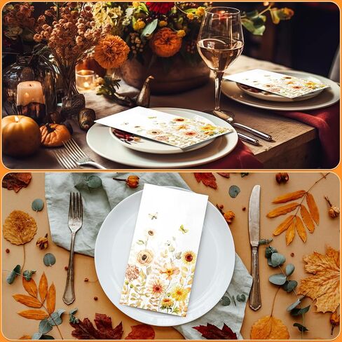 100Pcs Fall Thanks Giving Guest Napkins Decorative,Disposable Fall Autumn Floral Butterfly Paper Dinner Hand Towels Napkins for Home Bathroom Wedding Baby Shower Picnic Holiday Birthday Party Supplies in Saudi Arabia