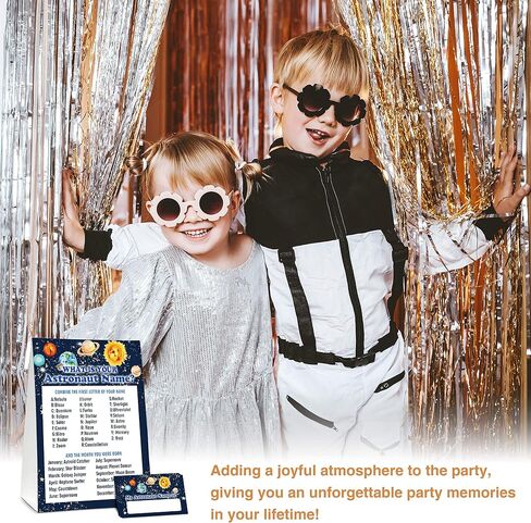 What's Your Astronaut Name Game - Outer Space Birthday Party Games for Boys - Family School Classroom Activity - 1 Standing Sign and 30 Stickers - Kids Space Party Supplies Decorations(14) in Kuwait