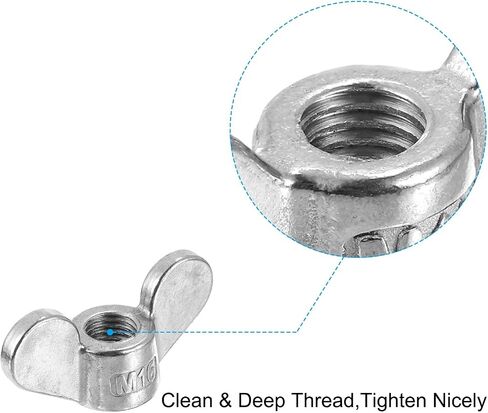 uxcell M10x1.5mm Wing Nut 4 Pcs, 304 Stainless Steel Butterfly Wing Nuts Fasteners Parts Hand Twist Tighten Wing Nuts for Machinery Electronic Equipment DIY, Silver in Saudi Arabia