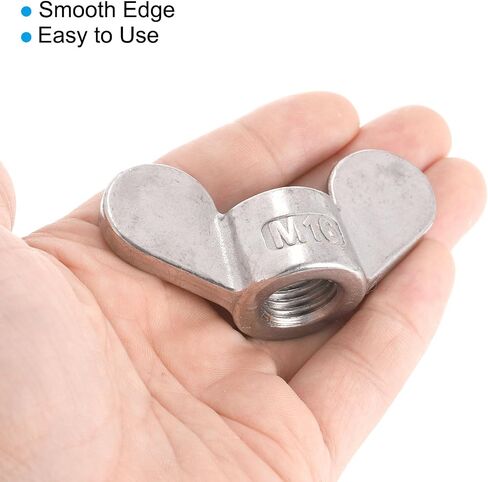 uxcell M10x1.5mm Wing Nut 4 Pcs, 304 Stainless Steel Butterfly Wing Nuts Fasteners Parts Hand Twist Tighten Wing Nuts for Machinery Electronic Equipment DIY, Silver in Saudi Arabia