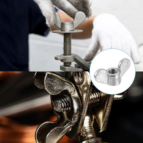 uxcell M10x1.5mm Wing Nut 4 Pcs, 304 Stainless Steel Butterfly Wing Nuts Fasteners Parts Hand Twist Tighten Wing Nuts for Machinery Electronic Equipment DIY, Silver in Saudi Arabia