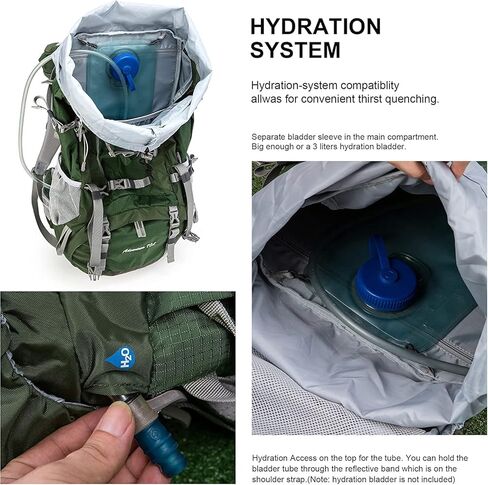 حقيبة ظهر بإطار داخلي من MOUNTAINTOP 70L للتخييم وحقيبة الظهر والمشي لمسافات طويلة للرجال والنساء مع غطاء للمطر in Kuwait