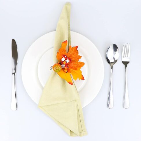 Fall Decor Napkin Rings Golden Maple Leaf Pumpkin Mushroom Autumn Table Decoration Thanksgiving Wooden Napkin Rings Set of 12 Pieces in Saudi Arabia